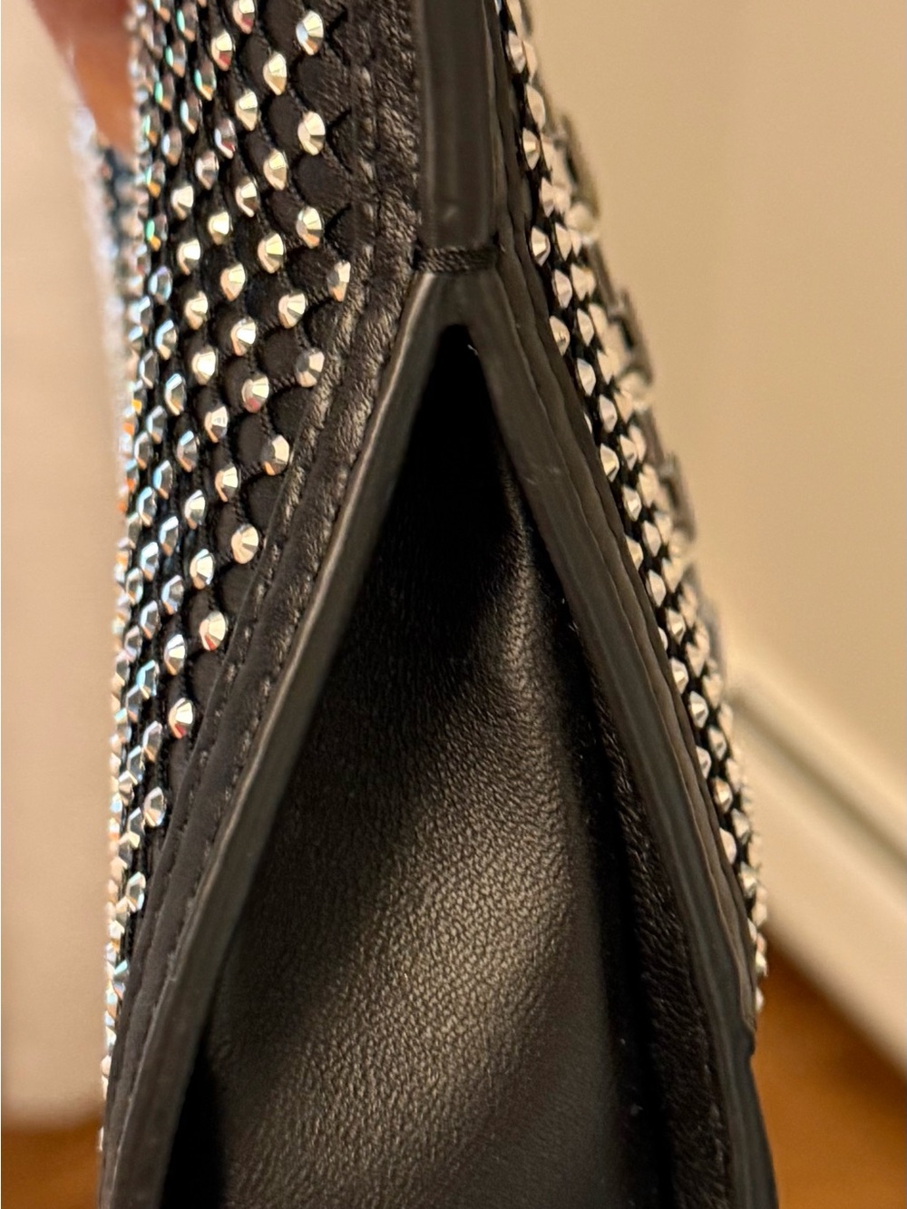 Christian Louboutin Black Crystal-Studded Chain Shoulder Clutch - Picture 5 of 10